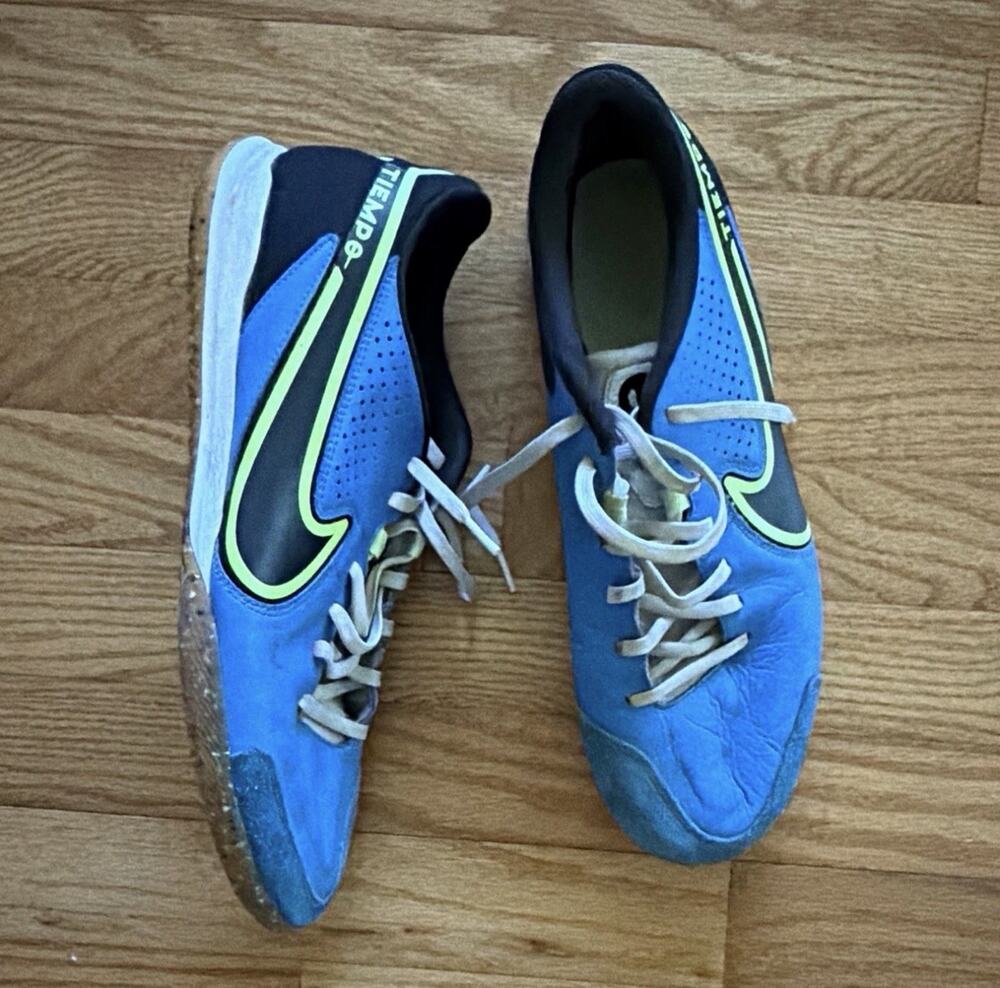 Nike Tiempo Blue/Black Soccer Shoes Indoor/Turf Rubber Sole Size 11